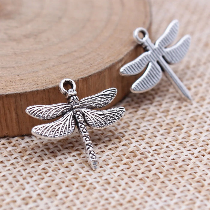 18x18mm 0.9g Antique Silver Zinc Alloy Dragonfly Charm Pendant for Necklace Bracelet Making