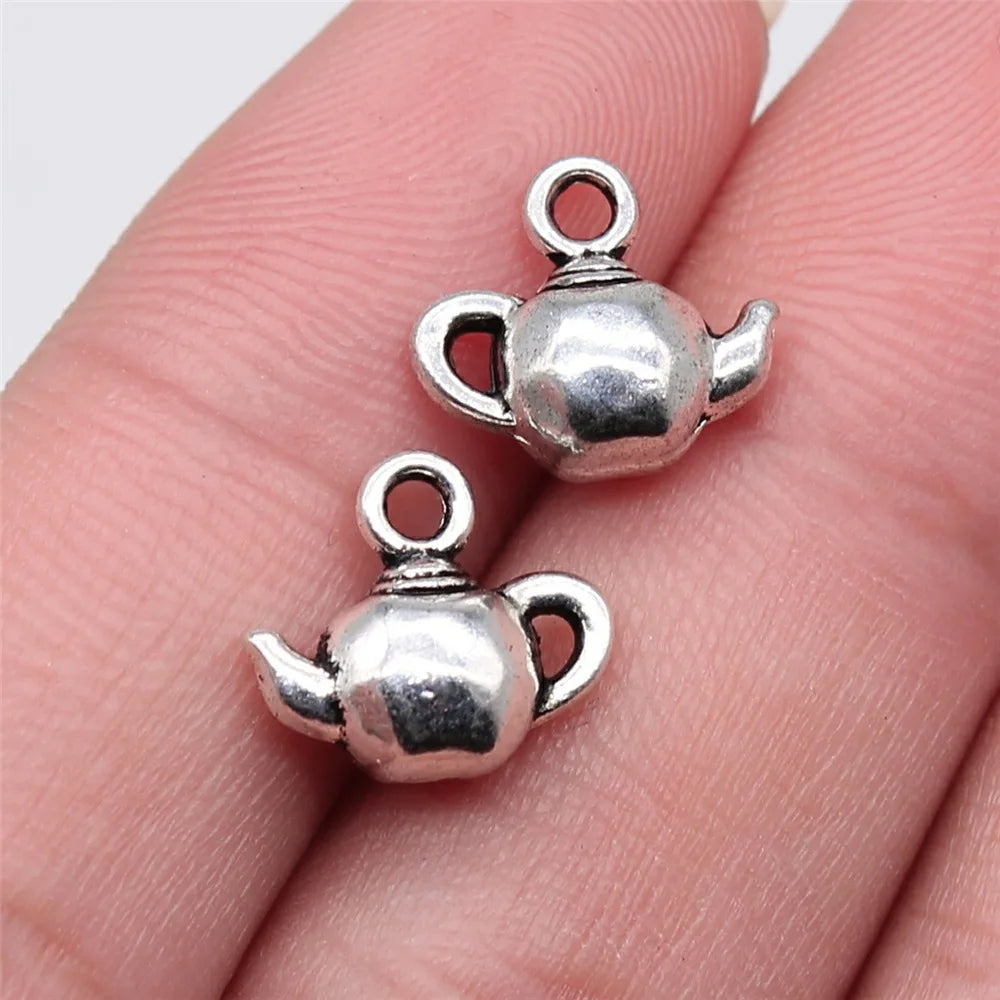 12x11mm 1.3g Antique Silver Zinc Alloy Teapot Charm Pendant for DIY Bracelet Necklace Earring Making