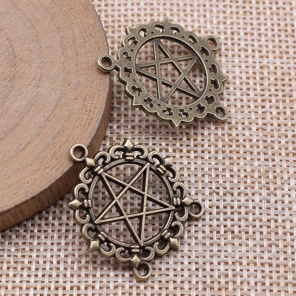 27x24mm 2.1g Multicolor Zinc Alloy Five-Point Star Three-Hole Connector Charm for DIY Jewelry Making