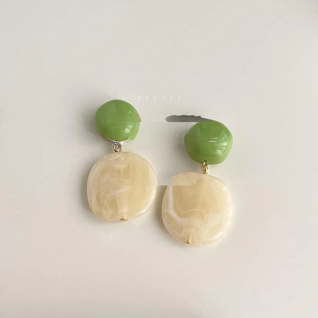 Milk Tea Apricot Acrylic Irregular Geometric Drop Earrings Fashion OL Original Design Jewelry