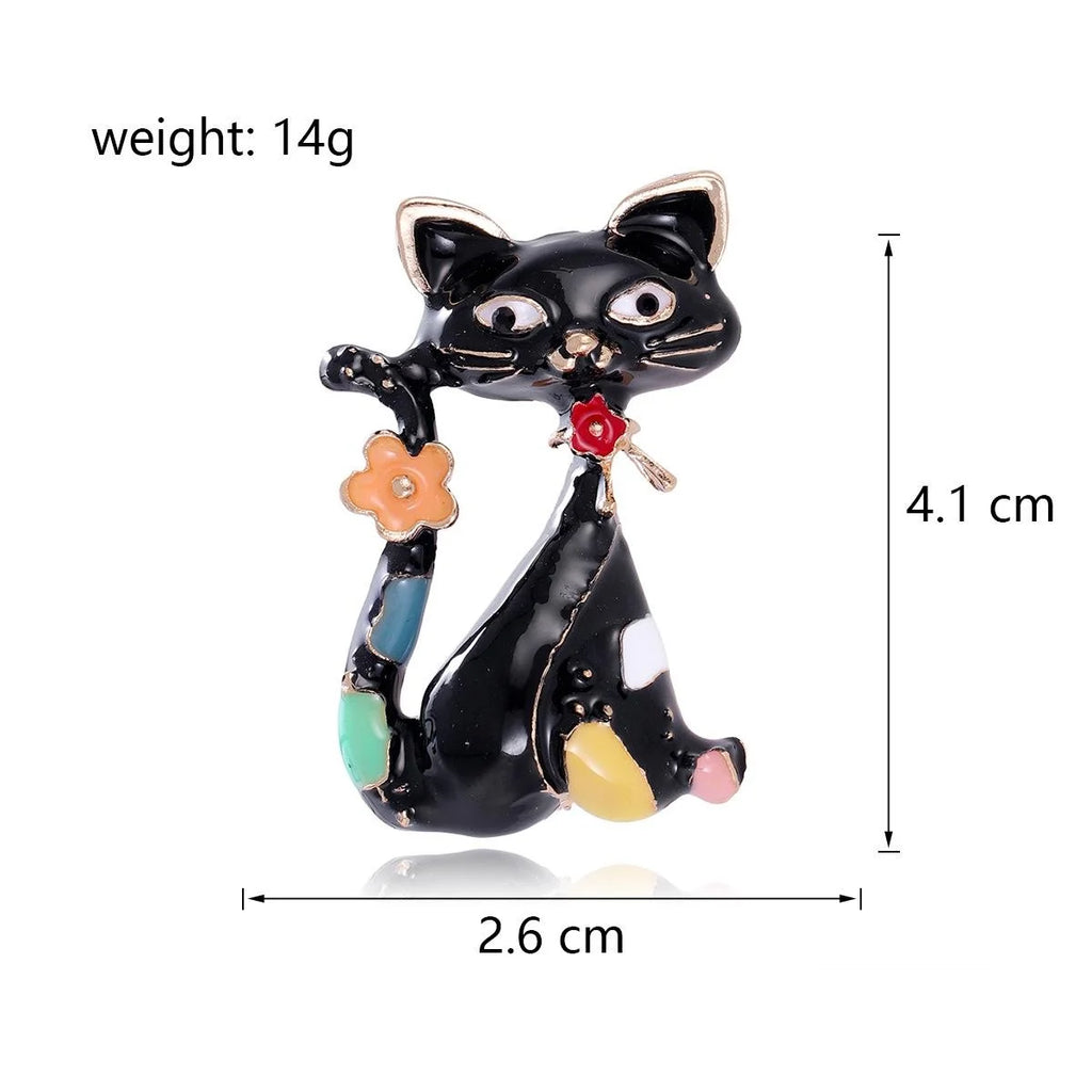 Cute Enamel Alloy White Cat Brooch With Rhinestone Accents, Cartoon Animal Lapel Pin Corsage Gift