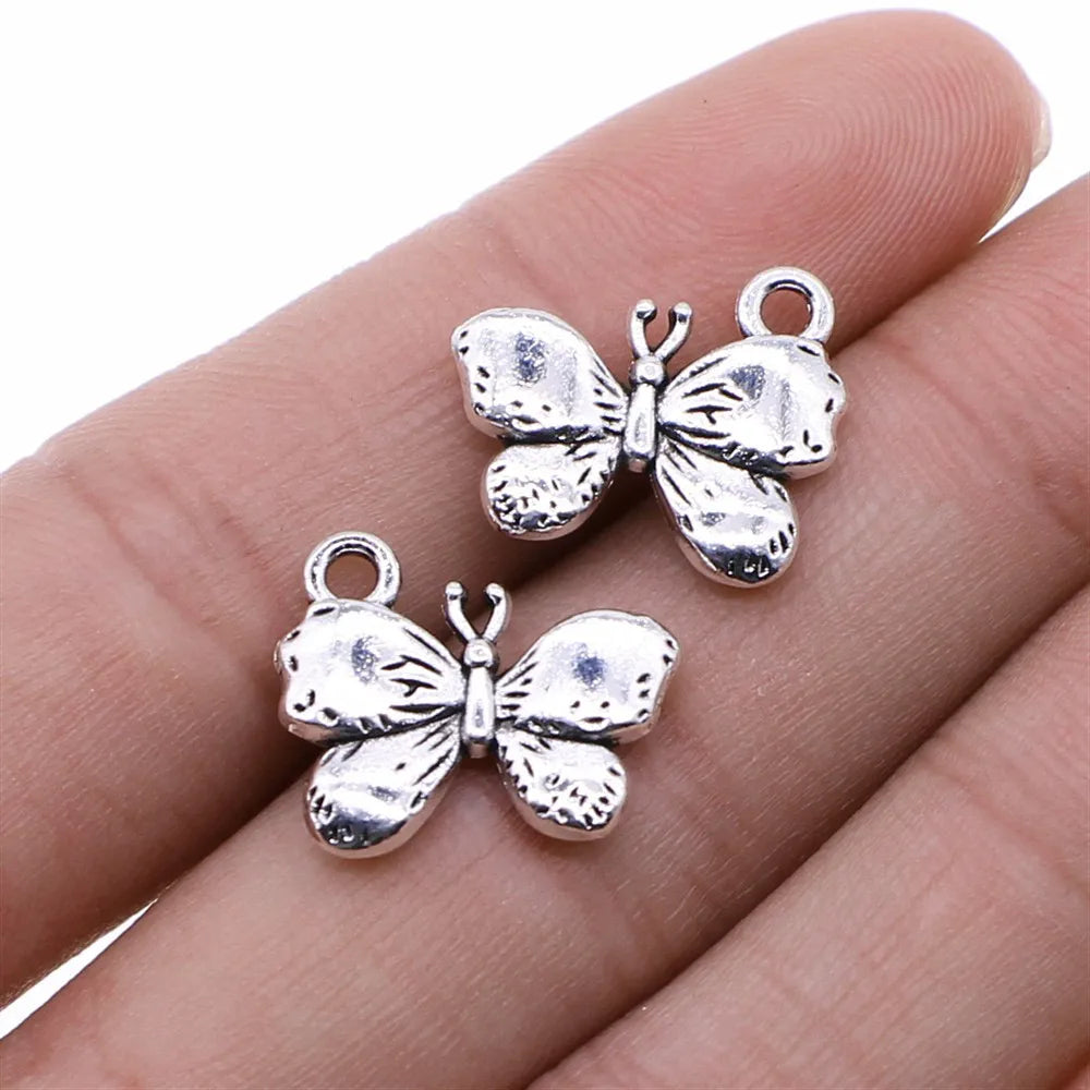 15x18mm 2.2g Multicolor Zinc Alloy Butterfly Charm Pendant for DIY Bracelet Necklace Making