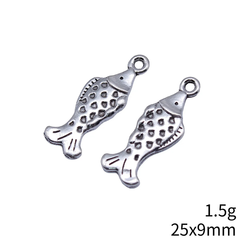 25x9mm 1.5g Multicolor Zinc Alloy Fish Charm Pendant for DIY Necklace Bracelet Jewelry Making