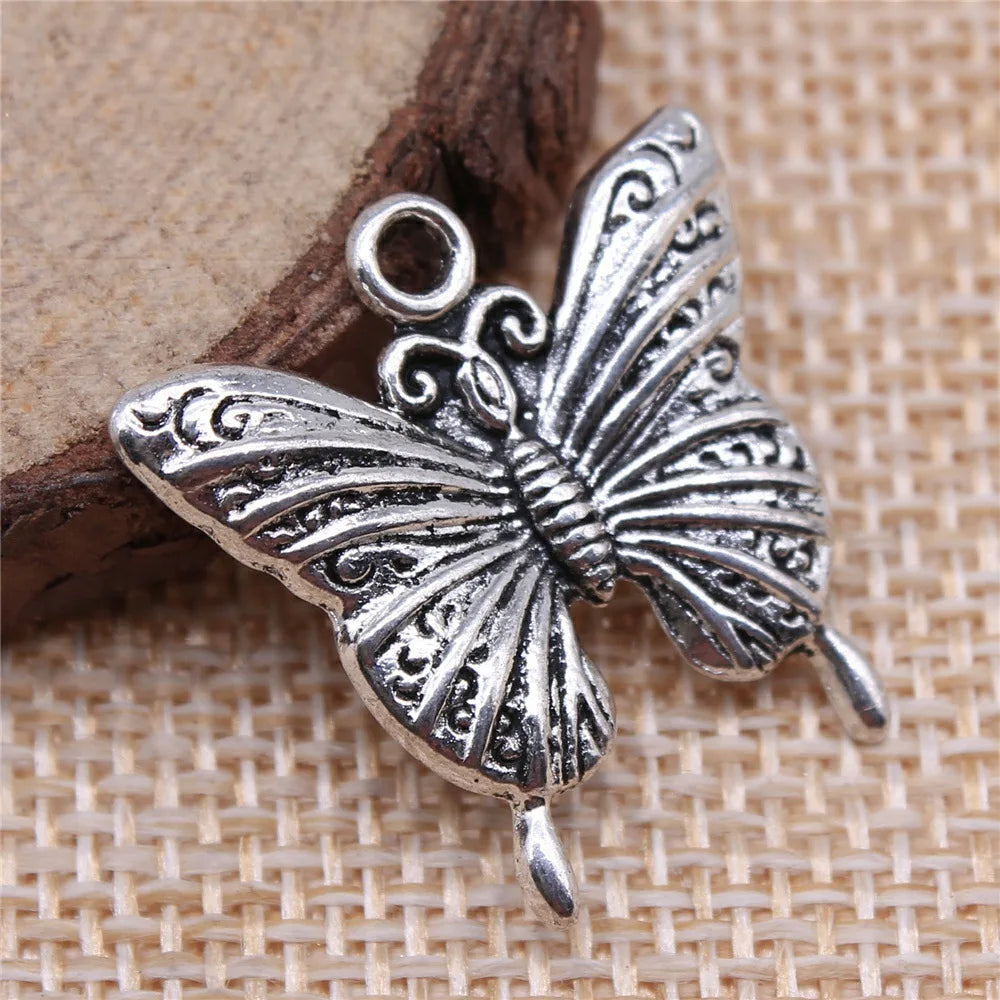 23x23mm 1.9g Multicolor Zinc Alloy Butterfly Charm Pendant for DIY Garment Jewelry Making
