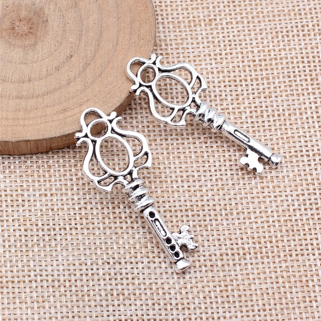 45x17mm 3.3g Antique Silver Tone Zinc Alloy Key Charm Pendant for Necklace Bracelet DIY Jewelry