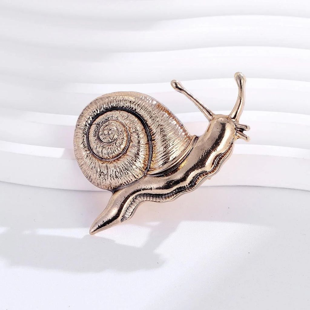Vintage Gold Tone Alloy Snail Brooch With Spiral Shell, Elegant Animal Lapel Pin Suit Accessory Gift