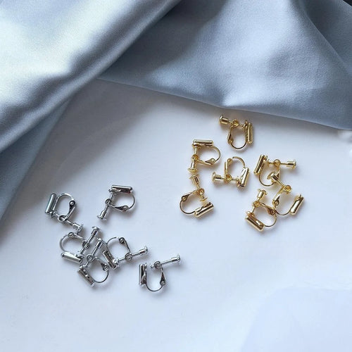 Metal Screw Ear Clip Converters For Drop Earrings, Geometric No-Piercing Earring Adapters