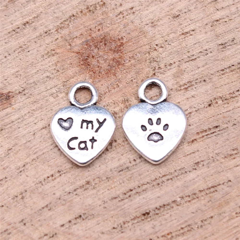 8x12mm 0.5g Zinc alloy Love My Cat Paw Print charm pendant for pet jewelry DIY craft making