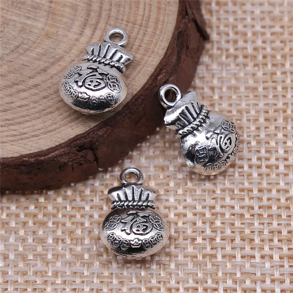 10x15mm 1.85g Zinc Alloy Lucky Bag Charm Pendant for DIY Necklace Bracelet Jewelry Making