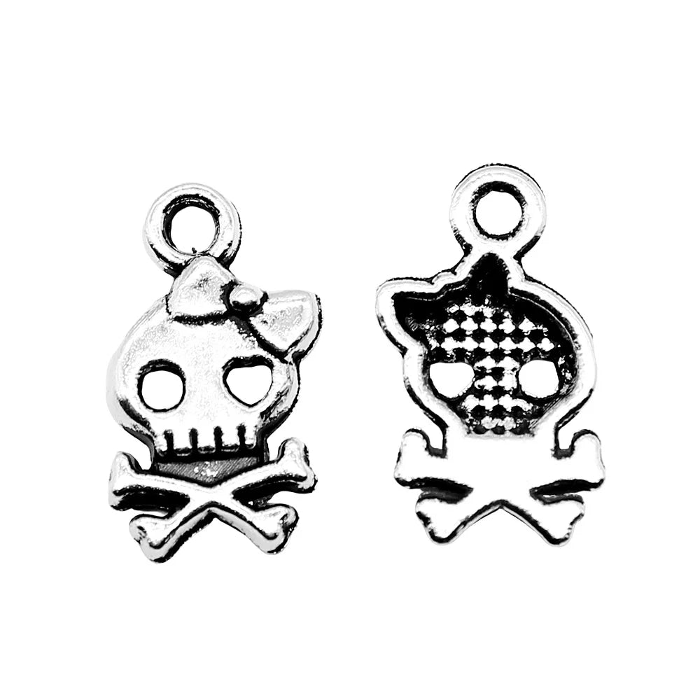 16x9mm 0.6g Multi Color Zinc Alloy Bow Skull Butterfly Charm Pendant for DIY Bracelet Necklace Jewelry Making