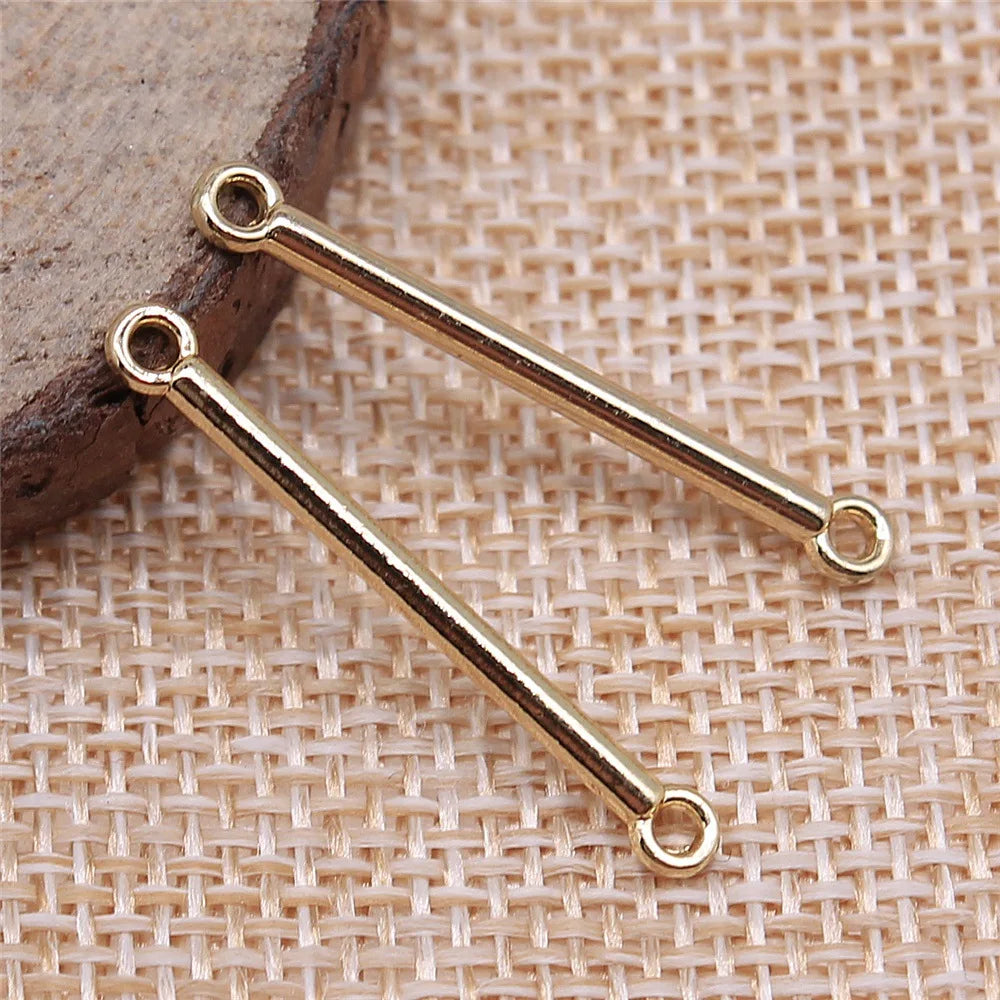 3x30mm 0.7g Electrophoretic KC Gold Zinc Alloy Long Bar Connector Charm for DIY Earrings Making