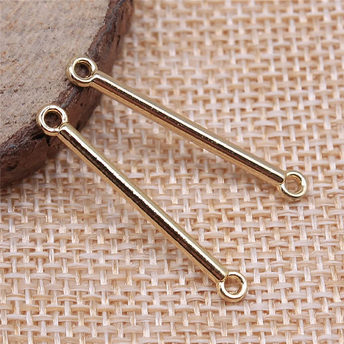 3x30mm 0.7g Electrophoretic KC Gold Zinc Alloy Long Bar Connector Charm for DIY Earrings Making