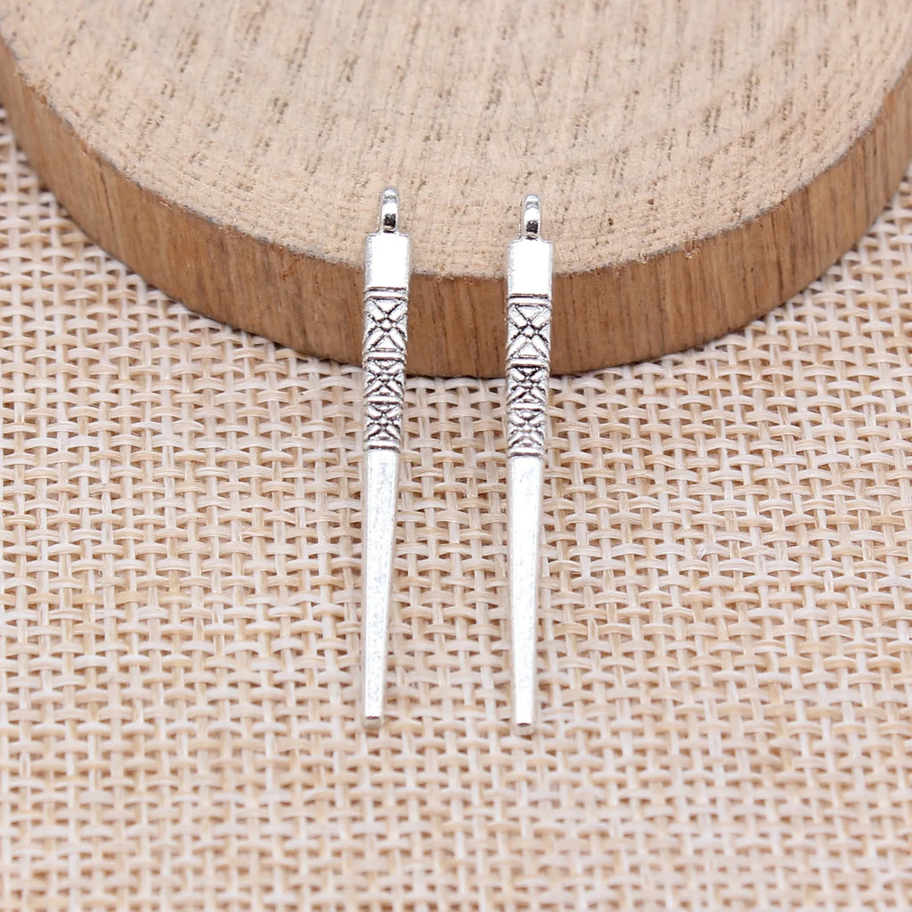 35x3.2mm 0.77g Antique Silver Zinc Alloy Cone Charm Pendant for DIY Necklace Bracelet Jewelry Making