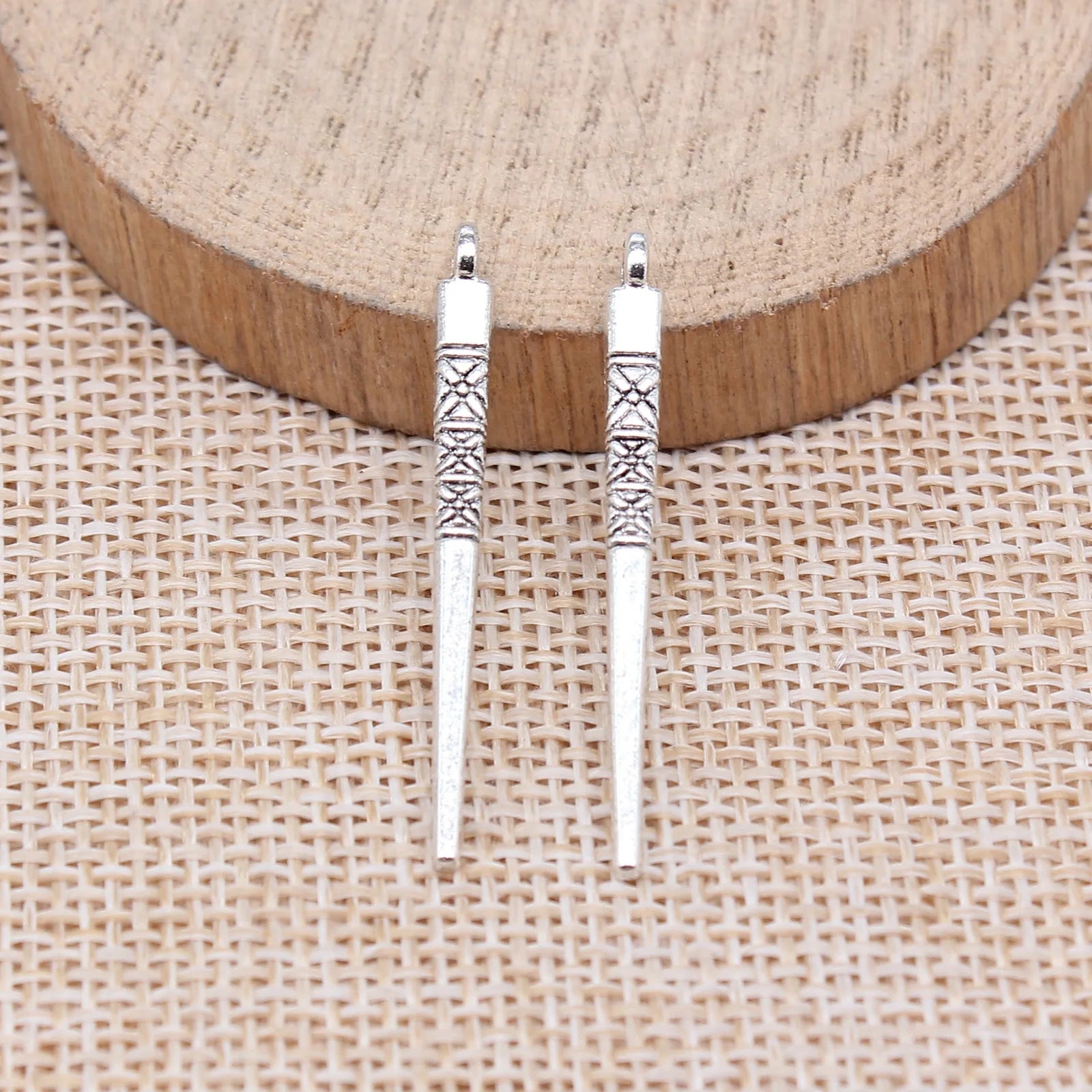35x3.2mm 0.77g Antique Silver Zinc Alloy Cone Charm Pendant for DIY Necklace Bracelet Jewelry Making