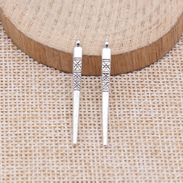 35x3.2mm 0.77g Antique Silver Zinc Alloy Cone Charm Pendant for DIY Necklace Bracelet Jewelry Making