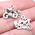 22x18mm 1.36g Multi Color Zinc Alloy I Love Golf Charm Pendant for DIY Sports Bracelet Necklace
