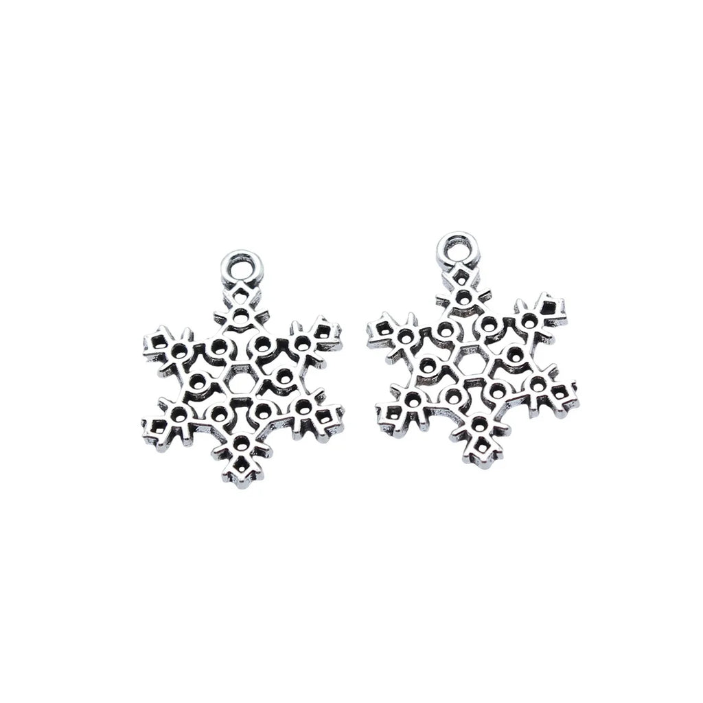 23x17mm 1.3g Antique Silver Zinc Alloy Snowflake Charm Pendant for DIY Winter Jewelry Making