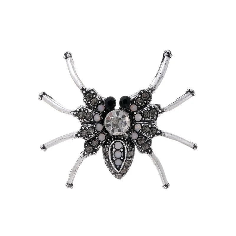 Luxury Blue Rhinestone Spider Brooch Vintage Alloy Halloween Lapel Pin For Men's Suit Accessory Gift