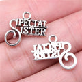 19x16mm 1.28g Antique Silver Zinc Alloy Special Sister Charm Pendant for Necklace Bracelet DIY Jewelry