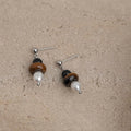 Handmade Vintage Hong Kong Style Freshwater Pearl Tiger Eye Natural Stone Round Oval Hoop Drop Earrings