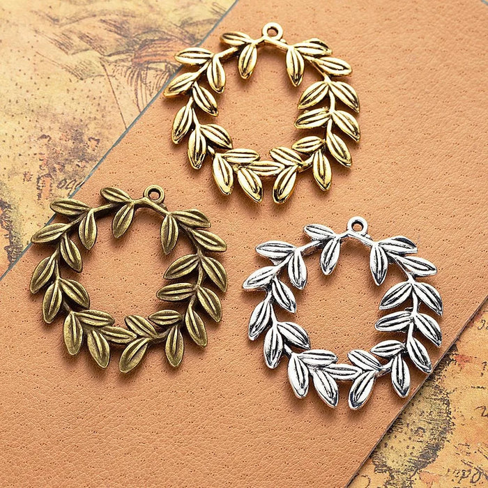 Zinc Alloy Leaf Hollow Charm Pendant for DIY Necklace Bracelet Jewelry Making — 40×39mm