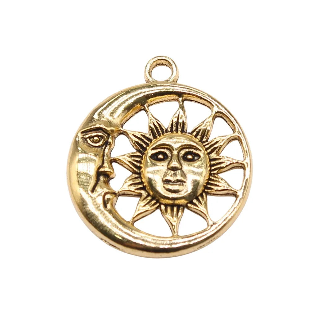 24x24mm 2.7g Multicolor Zinc Alloy Moon Sun Charm Pendant for DIY Necklace Bracelet Jewelry Making