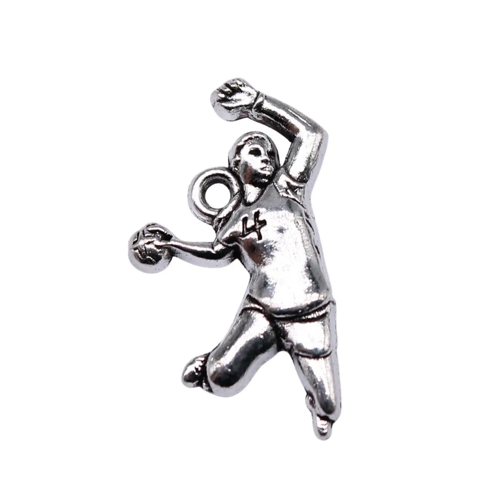21x12mm 1.29g Antique Silver Zinc Alloy Basketball Charm Pendant for DIY Necklace Bracelet Making