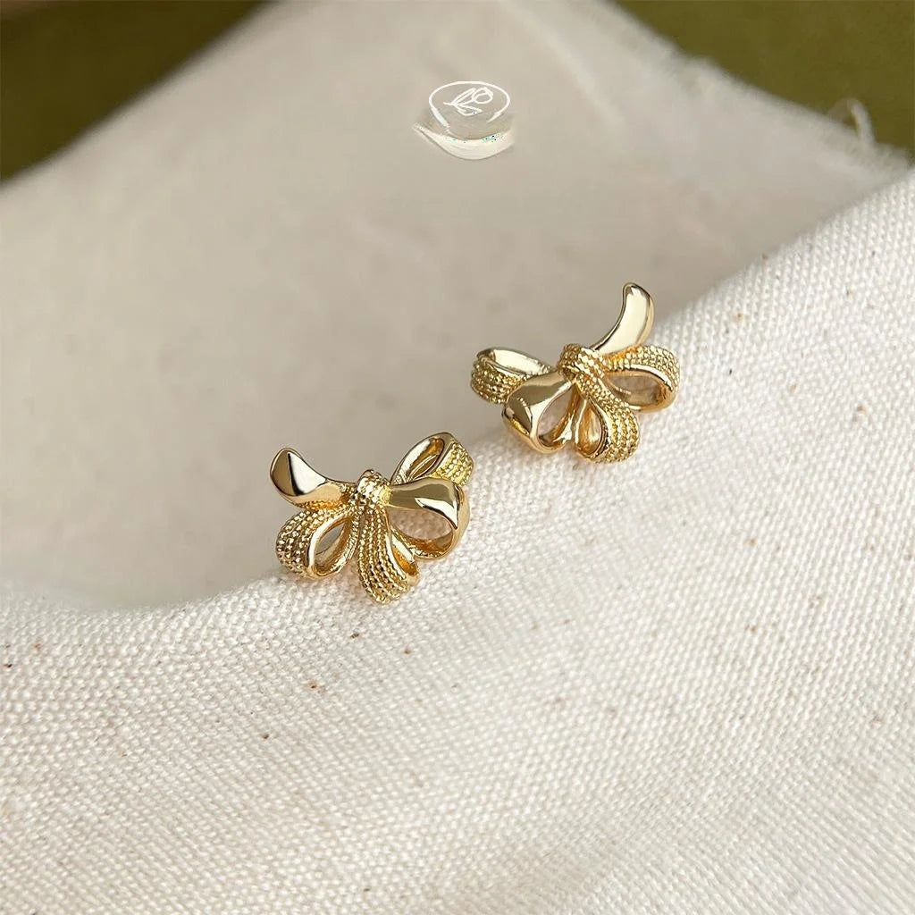 14K Gold Plated Copper Iris Flower Stud Earrings Elegant Minimalist Jewelry