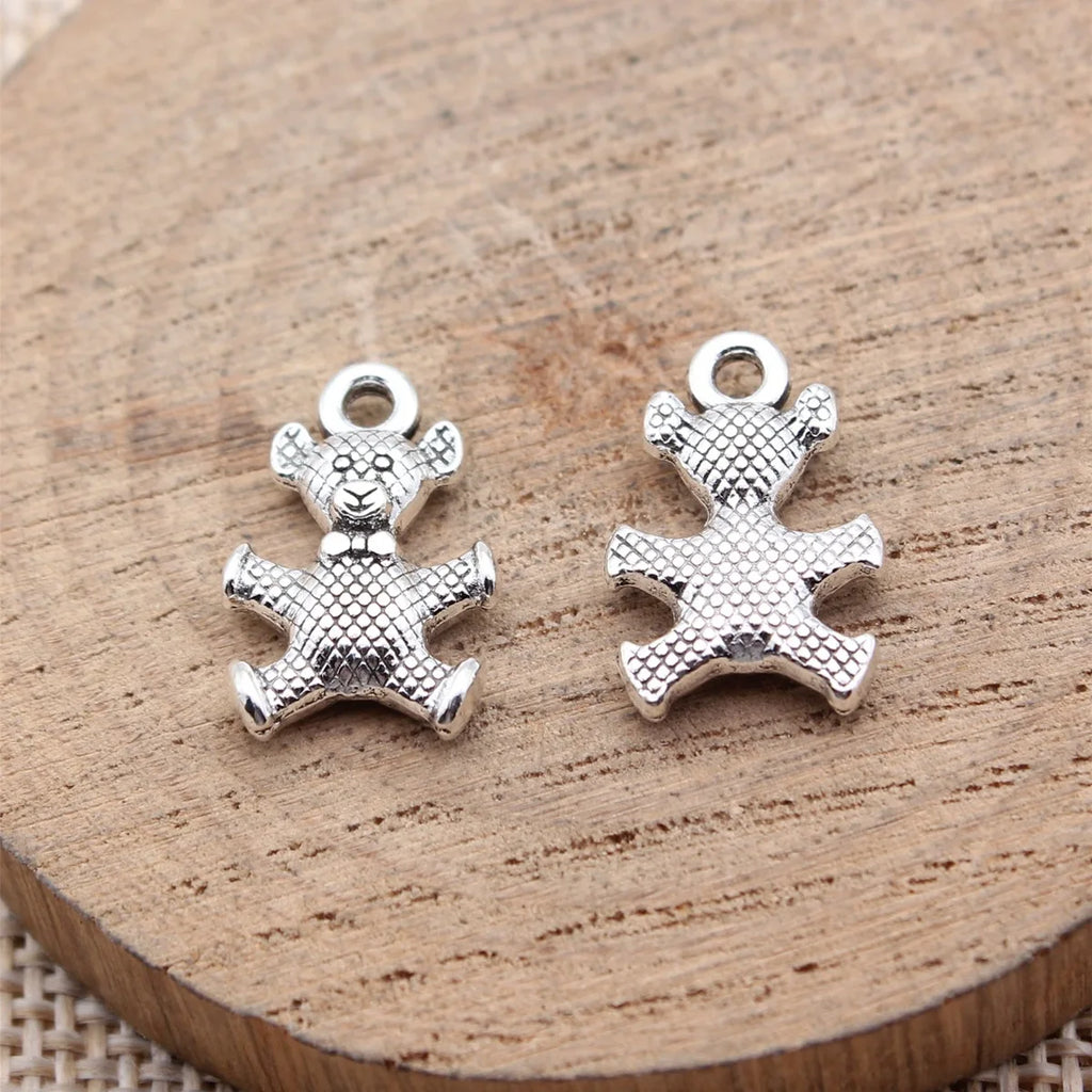 18x11mm 1.55g Antique Silver Zinc Alloy Bear Charm Pendant for Vintage DIY Jewelry Making