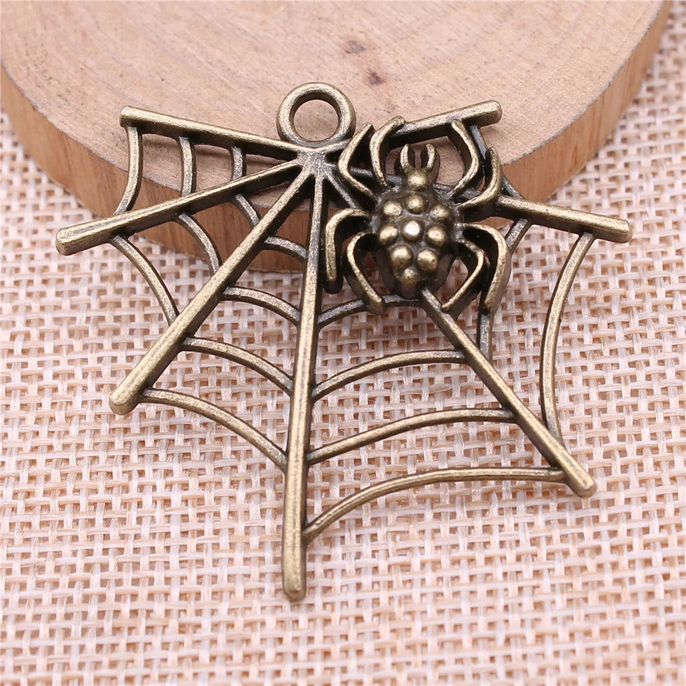 47x42mm 7.9g Multicolor Zinc Alloy Spider Web charm pendant for necklace bracelet DIY jewelry making