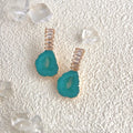Ice Blue Resin Zircon Drop Earrings Irregular Geometric Ethnic Style Micro Pave Jewelry