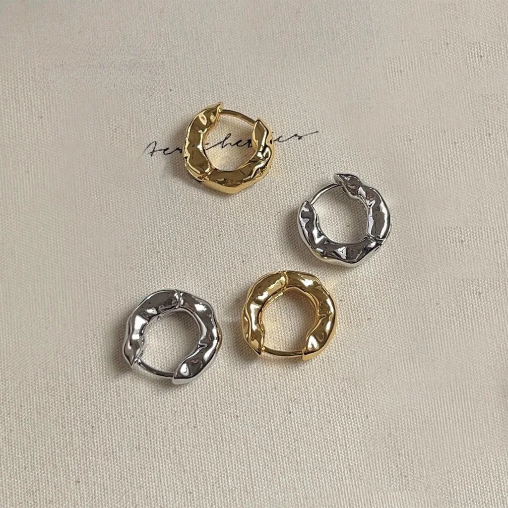 Minimalist 18K Gold Plated Copper Geometric Round Hoop Drop Earrings For Women