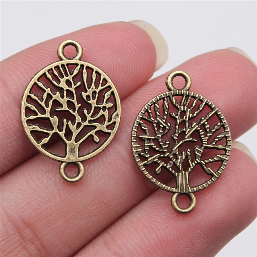 23x16mm 1.2g Multicolor Zinc Alloy Tree of Life Connector Charm for DIY Bracelet and Necklace Making
