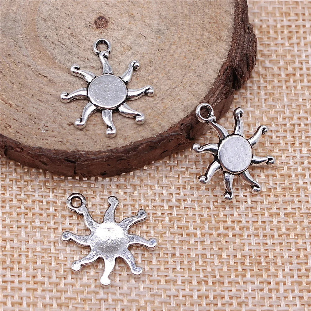 17mm 1g Zinc Alloy Sun Charm Pendant for Necklace Bracelet Earring DIY Jewelry Making