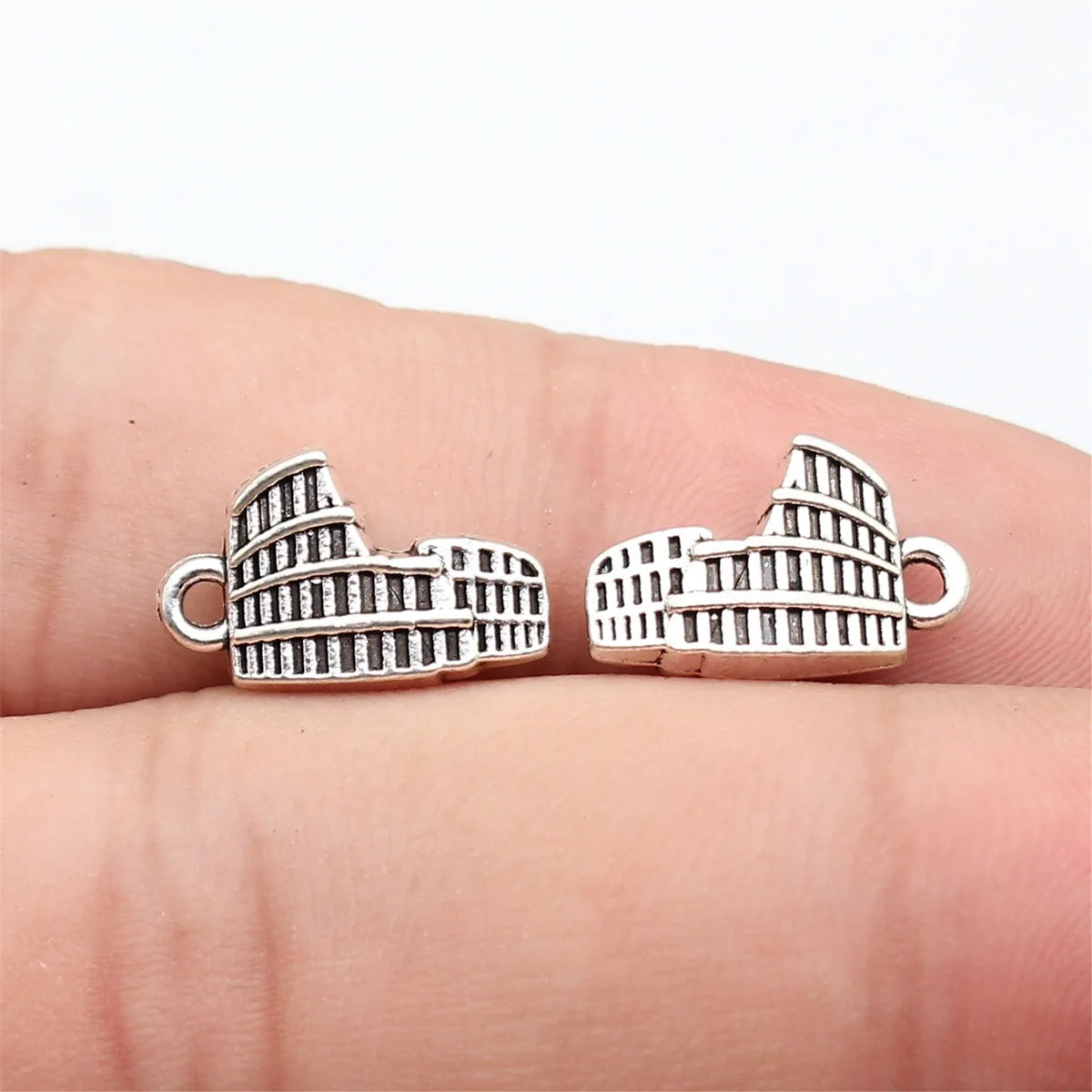 15x9.6x4.2mm 1.5g Antique Silver Zinc Alloy Roman Colosseum Charm Pendant for Vintage DIY Jewelry Making