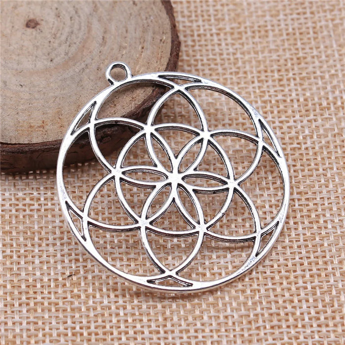 48x44mm 5.6g Antique Silver Zinc Alloy Hollow Flower Charm Pendant for DIY Necklace Jewelry Making
