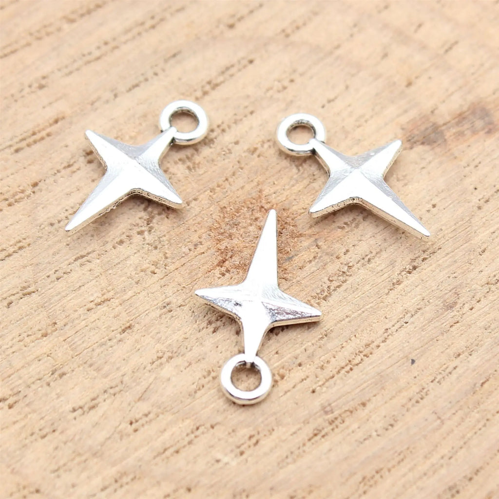 9x15mm 0.3g Multicolor Zinc Alloy Hollow Four-Point Star Charm Pendant for DIY Jewelry Making