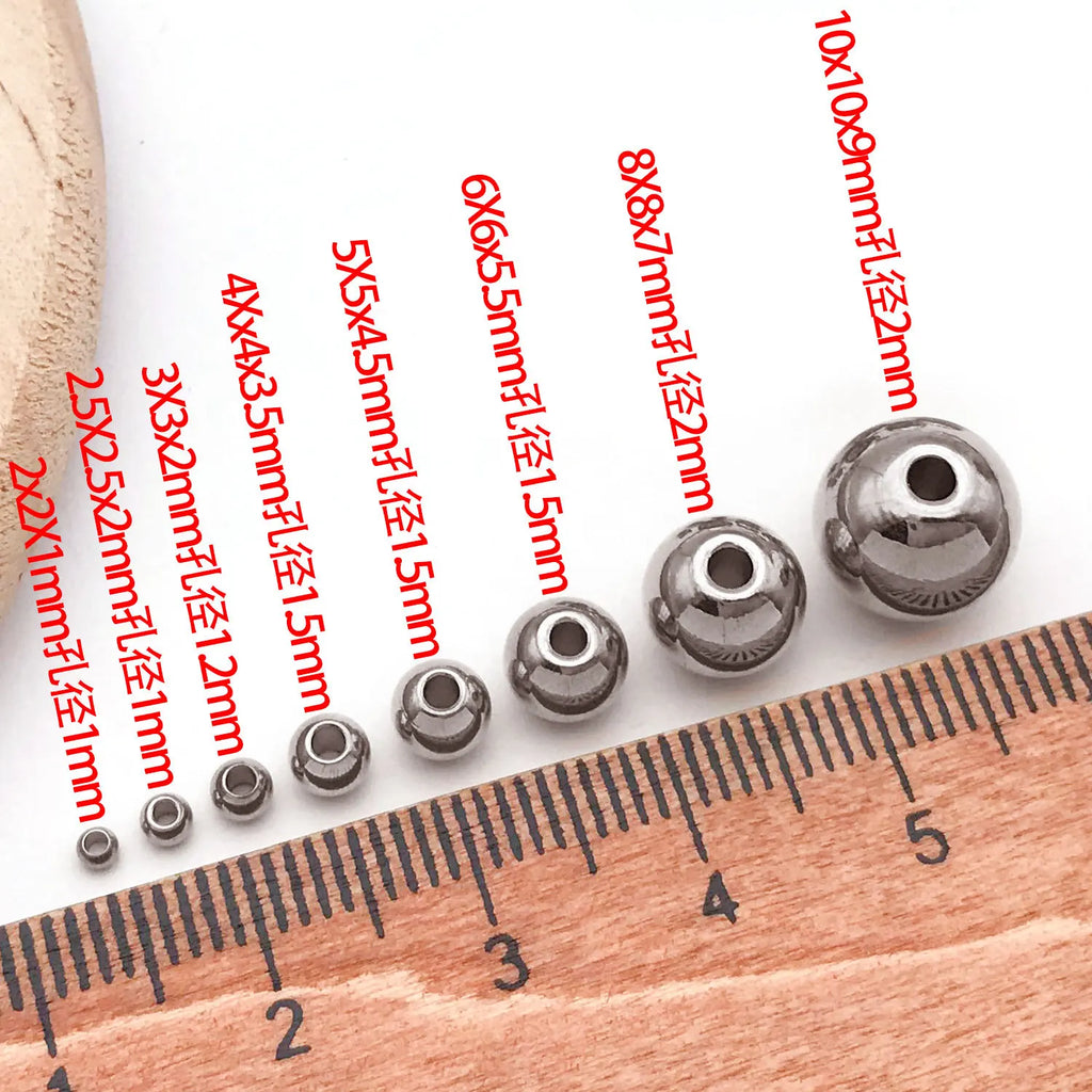 Stainless Steel Round Straight Hole Loose Metal Beads Spacer Beads for DIY Jewelry