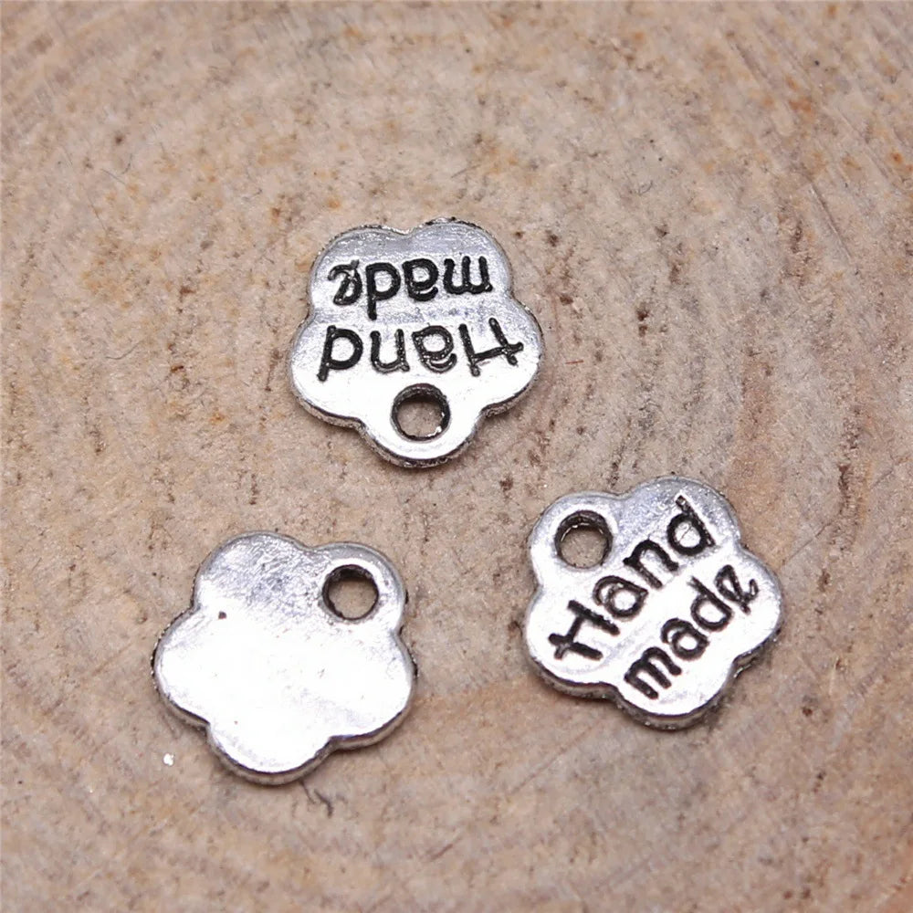 8mm 0.3g Zinc Alloy Hand Made Round Tag Letter Charm Pendant for DIY Handmade Jewelry Labels