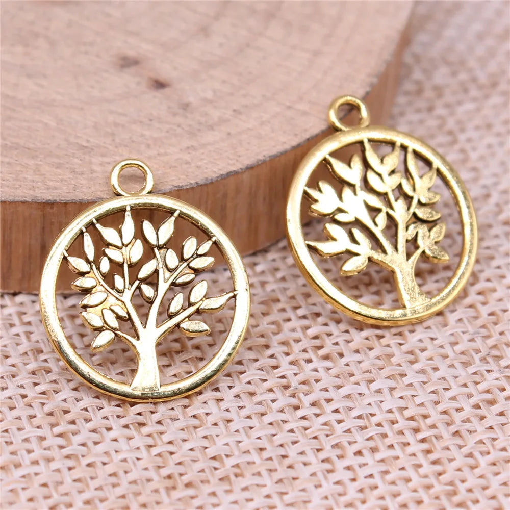 17x17mm 0.95g Multicolor Zinc Alloy Tree of Life Charm Pendant for DIY Bracelet Necklace Making