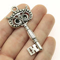 60x29mm 8.2g Antique Silver Zinc Alloy Owl Key Cat Charm Pendant for DIY Bag Keychain Jewelry Making