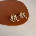 14K Gold Plated Chinese Character Stud Earrings Creative New Year Metal Jewelry