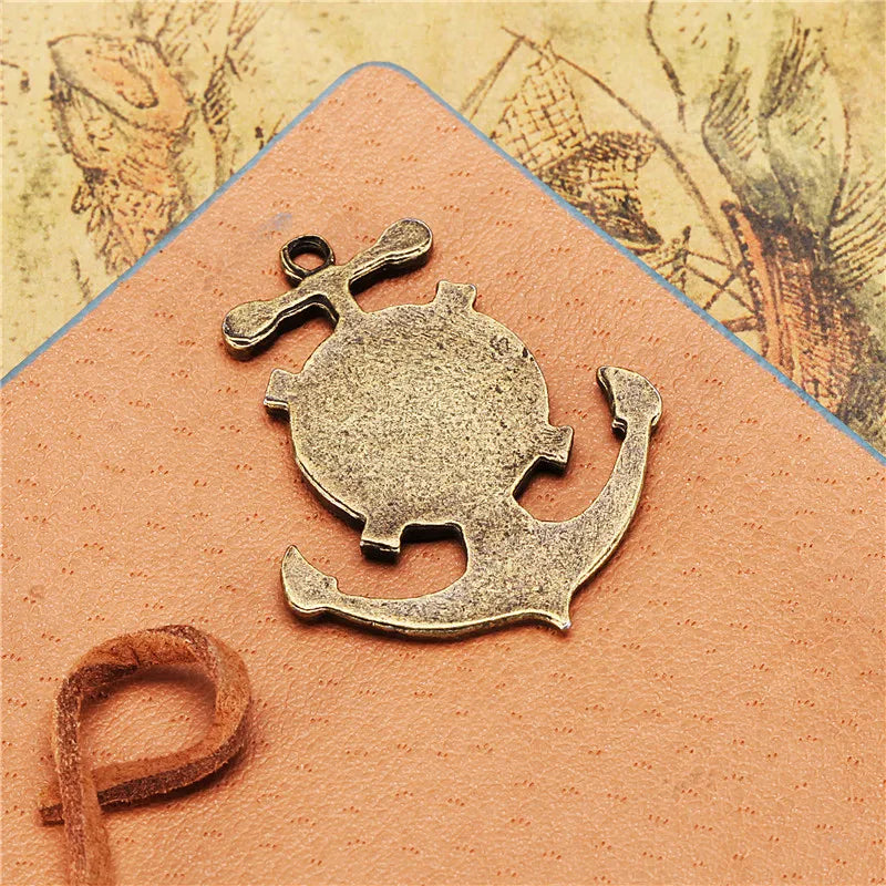 37x30MM Antique Silver Zinc Alloy Anchor Clock Charm Pendant for DIY Necklace Bracelet Jewelry Making