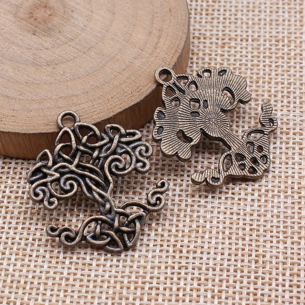 32x27mm 3.6g Antique Silver Zinc Alloy Skull Celtic Knot Tree of Life Charm Pendant for DIY Jewelry