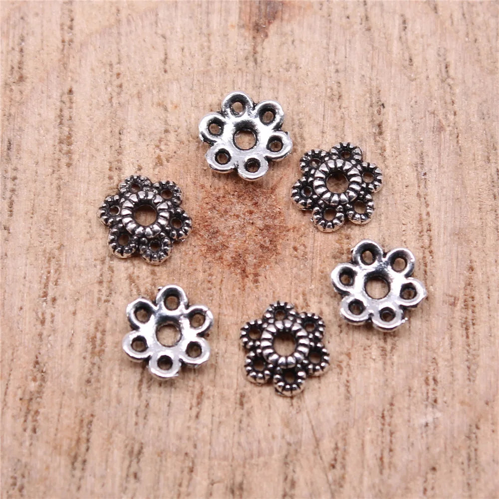 6x6x2mm 0.11g Multi Color Zinc Alloy Flower Bead Caps for DIY Bracelet Necklace Jewelry Making