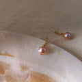 Mini Freshwater Pearl Zircon Geometric Stud Earrings With 14K Plated