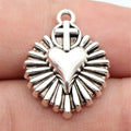 24x18mm 1.9g Antique Silver Zinc Alloy Gothic Cross Heart Charm Pendant for DIY Necklace Making