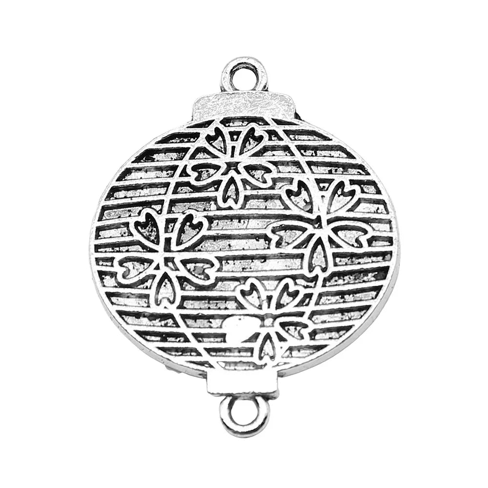 25x31mm 3.7g Antique Silver Tone Zinc Alloy Lantern Connector Charm for Necklace Bracelet Earring DIY