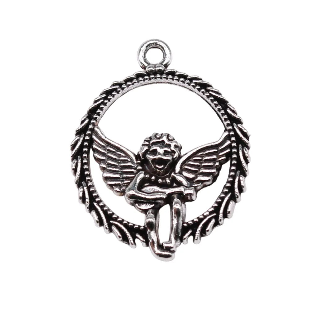 25x20mm 1.89g Antique Silver Zinc Alloy Angel Figure Charm Pendant for DIY Necklace Bracelet Making