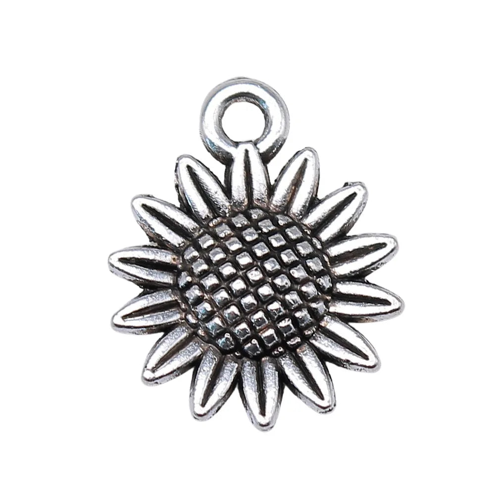 19x15mm 1g Multicolor Zinc Alloy Sunflower Charm Pendant for DIY Bracelet Necklace Jewelry Making